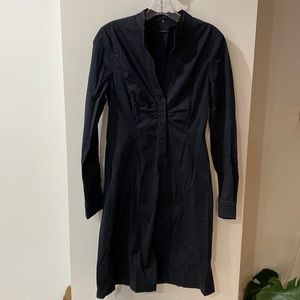 ELIE TAHARI navy stretch shirt dress long sleeve 6